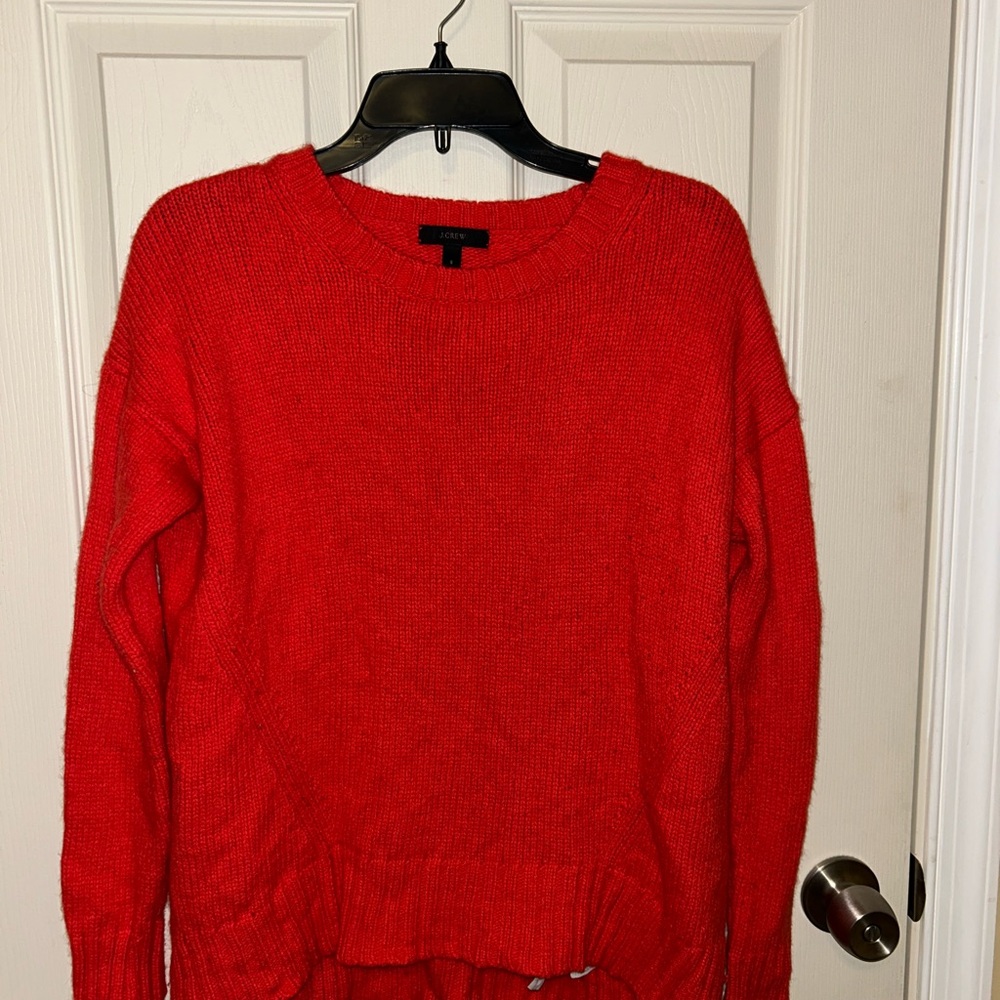 J. Crew Vibrant Red Crew Neck Sweater